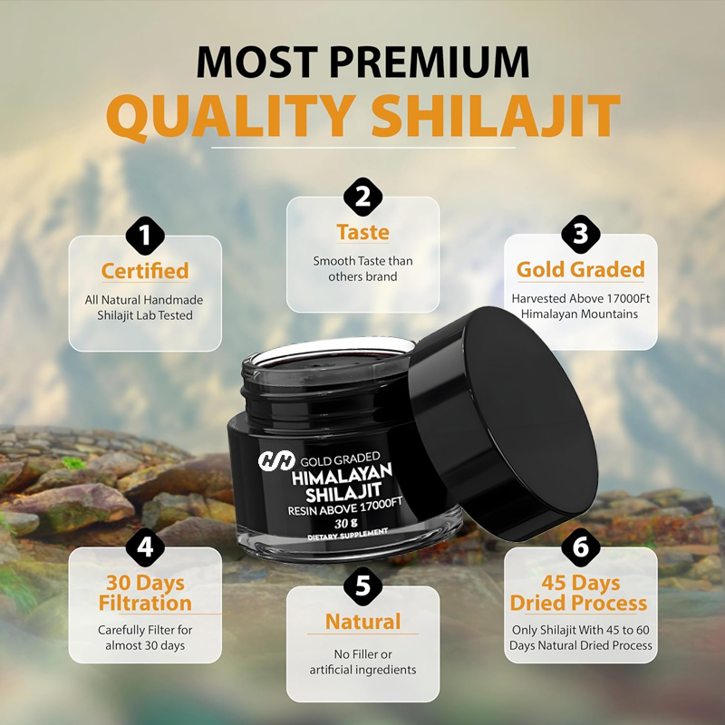Shilajit Resin Pure - Résine de Shilajit de l'Himalaya pure,