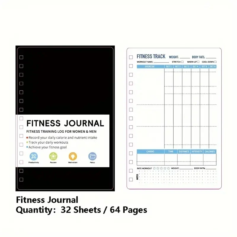 Nutrition Fitness Plan - Carnet à spirale pour exercices quotidiens