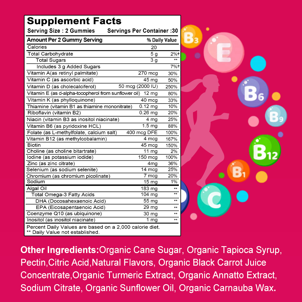 Multivitamin Gummy Adult - Gummies multivitamines pour femmes – Contient