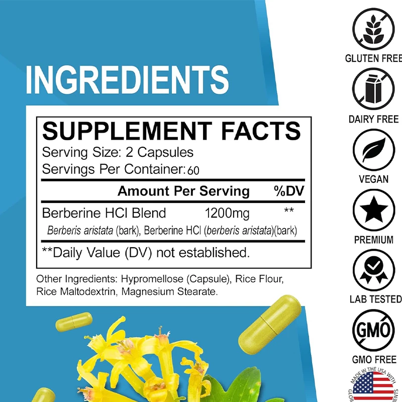 Supplément HCL 1200 mg, soutie - Berberine Hcl Capsule avis et prix